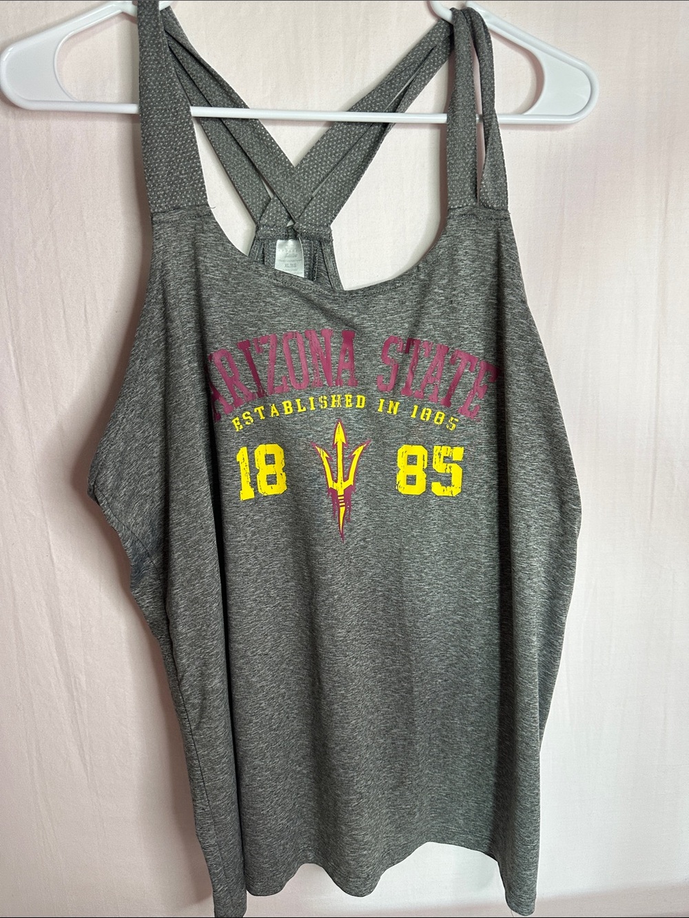 Arizona State Women's Grey Racerback Tank with Burgundy and Yellow Logo